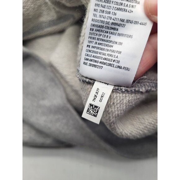American Eagle Hoodie Sweatshirt Gray Yellow Mens SZ LG Y2k Grunge Skater - Picture 6 of 9